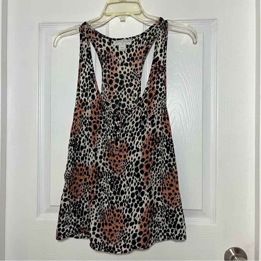 Cotton On Leopard Print Tank Top - Black, Brown, Cream M